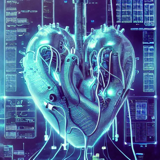 Prompt: a human heart, revealing wires and electronics, hooked - up, sci - fi, missing panels, intricate abstract upper body intricate artwork, concept art, octane render, deviantart, cinematic, key art, hyperrealism, iridescent accents, portrait photograph, nikon 3 5 mm, photograph by greg rutkowski