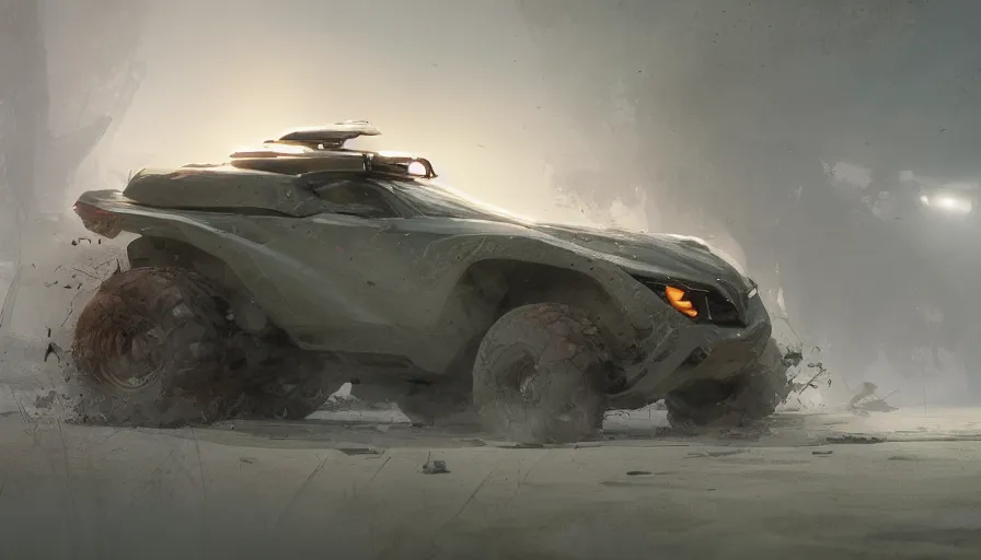 Image similar to a beautiful supercar converted into offroad suv by cory loftis, fenghua zhong, ryohei hase, ismail inceoglu and ruan jia. volumetric light, detailed, octane render, midsommar