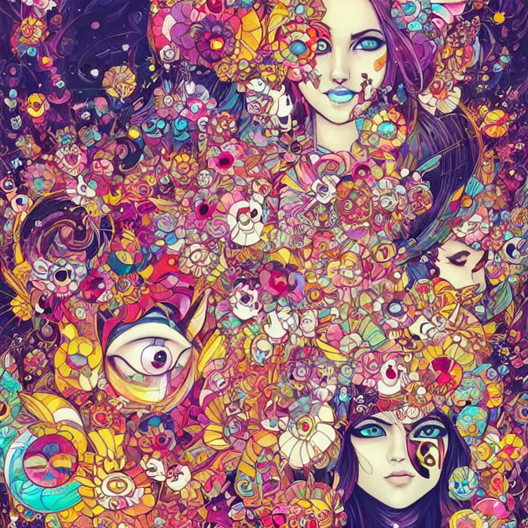 Image similar to DMT City by jeremiah ketner, Martine Johanna and Takashi Murakami, and Sandra Chevrier, digital art