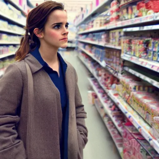 Image similar to emma watson, inside kmart, film still, instagram,