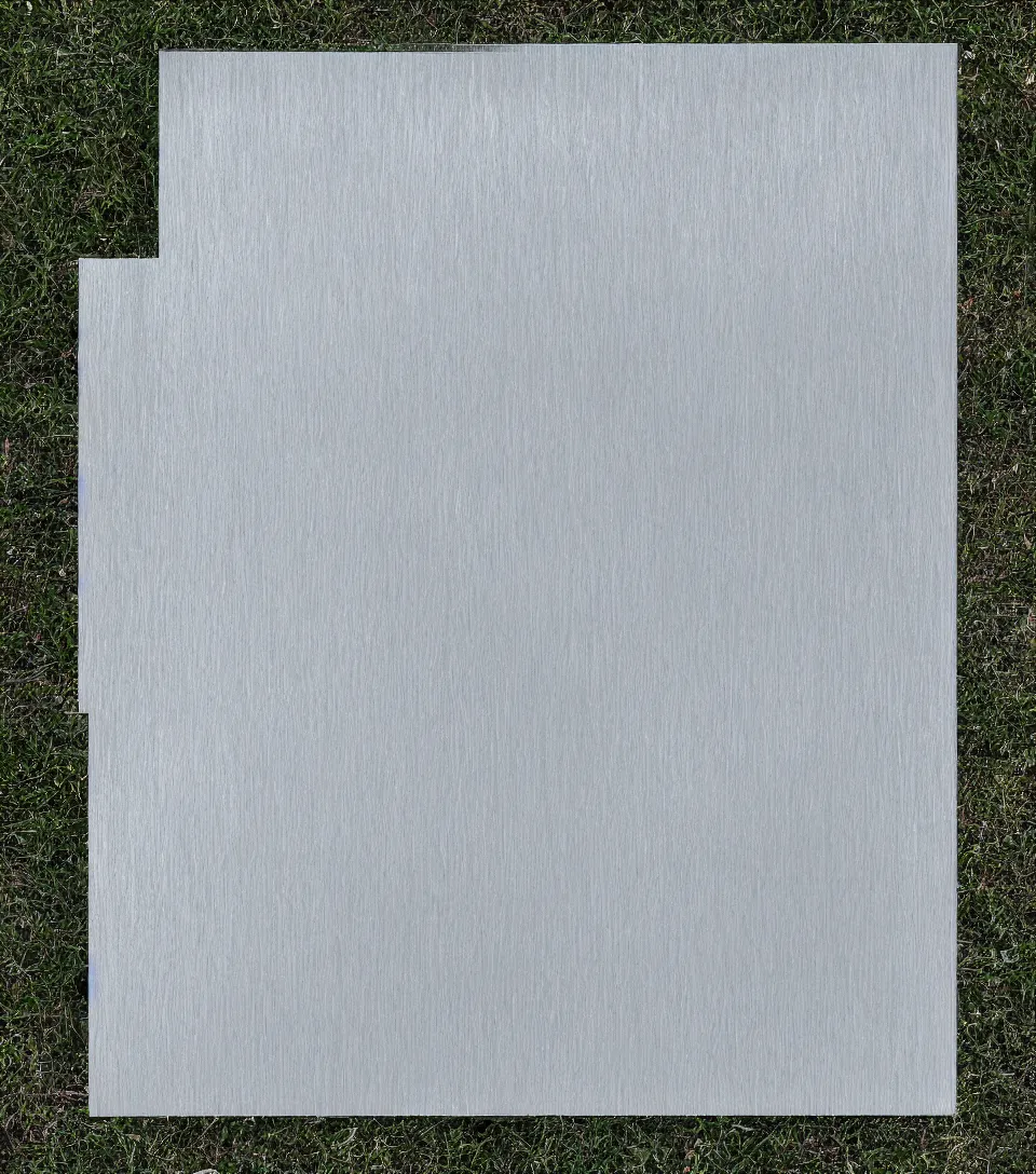 Image similar to an aluminum square polished to a mirror finish in a small town front yard, highly detailed, photorealistic, trending