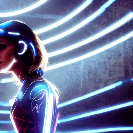 Image similar to movie still of emma watson in tron : legacy ( 2 0 1 0 )