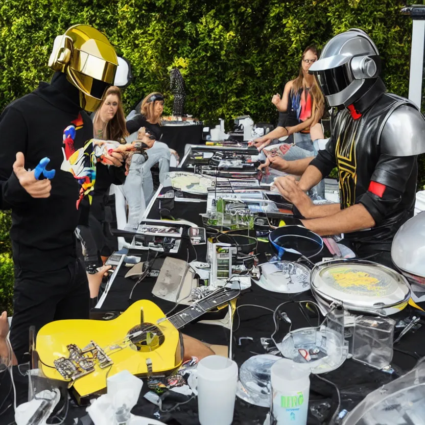 Image similar to daft punk performing at my back yard bbq