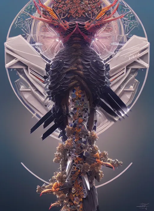 Image similar to symmetry!! portrait of a hybrid robot eagle, floral! horizon zero dawn machine, intricate, elegant, highly detailed, ray tracing, digital painting, artstation, concept art, smooth, sharp focus, illustration, art by artgerm and greg rutkowski and alphonse mucha, 8 k