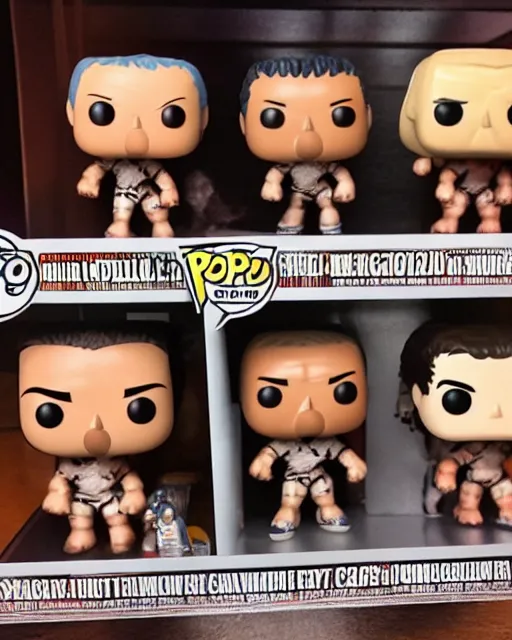 Image similar to wrestler Funko Pop. Photographic, photography