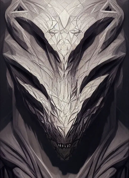 Image similar to anthropomorphic triangle head in edgy darkiron grandpa, intricate, elegant, highly detailed animal monster, digital painting, artstation, concept art, smooth, sharp focus, illustration, art by artgerm, wayne barlowe, trending on artstation and greg rutkowski and alphonse mucha, 8 k