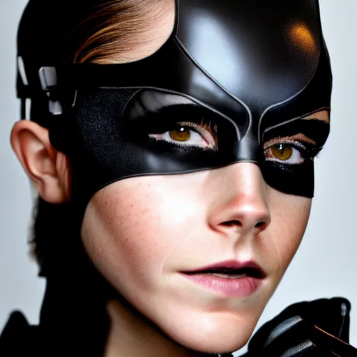 Prompt: A portrait of Emma Watson as Catwoman, studio lighting