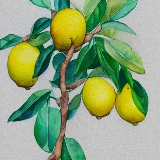Image similar to A beautiful lemon tree, trending on artstation, water color on canvas