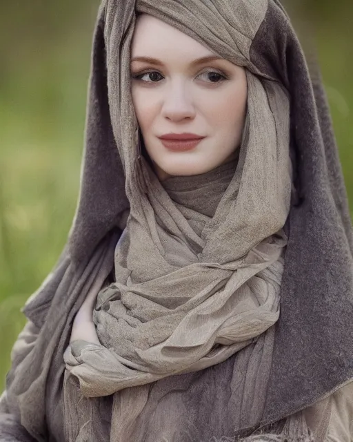 Prompt: portrait of christina hendricks, peaceful, photography by steve mccurry, detailed, trending on artstation