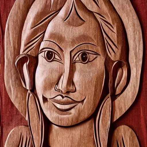 Image similar to wood relief carving of a beautiful woman