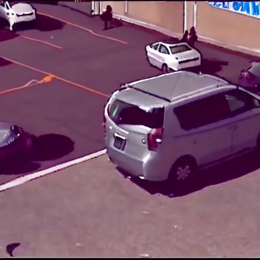 Image similar to cctv footage of fat cat in parking lot