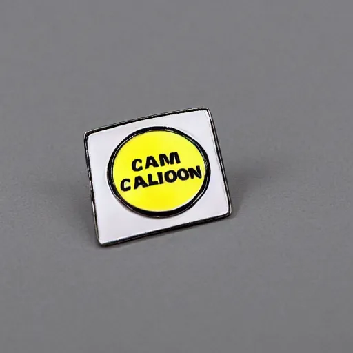 Image similar to a diamond enamel pin depicting a caution label, smooth curves