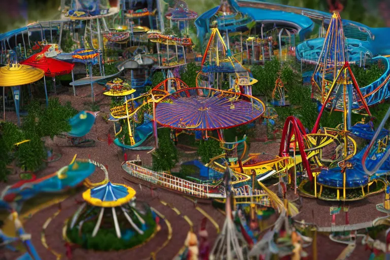 Prompt: miniature of amusement Park, macro shot, Octane Render, Artstation