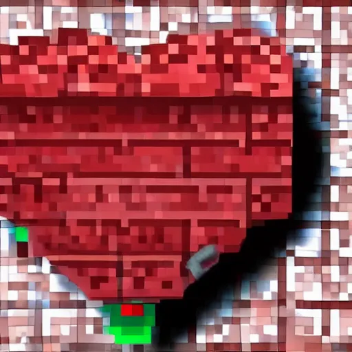 Image similar to anatomical heart with realistic blood in minecraft clickbait youtube thumbnail