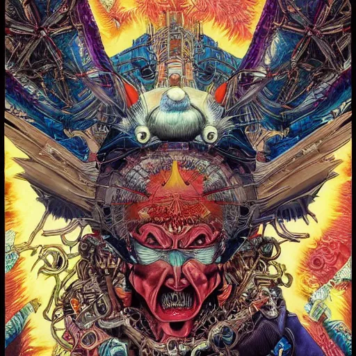 Image similar to portrait of crazy birdman, symmetrical, hyper detailed, by yoichi hatakenaka, masamune shirow, josan gonzales and dan mumford, ayami kojima, takato yamamoto, barclay shaw, karol bak, yukito kishiro