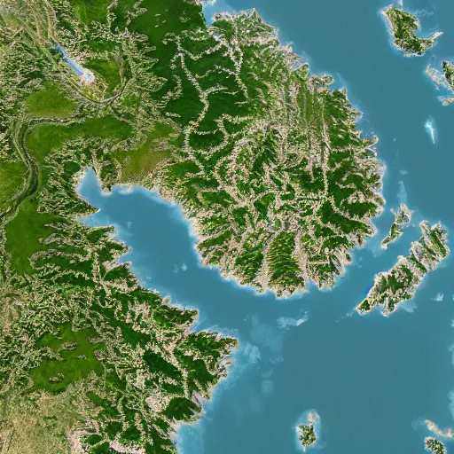 Image similar to isometric view of mainland southeast asia, high - detail, high accuracy, satellite image, fantasy,