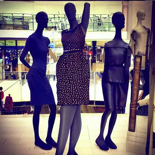 Mannequins living in a mall on Craiyon