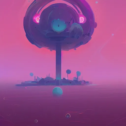 Prompt: beautiful digital rose in stunning pink sea, VERY LIGHT purple and blue scheme, by Anton Fadeev and Simon Stalenhag, trending on artstation, low contrast