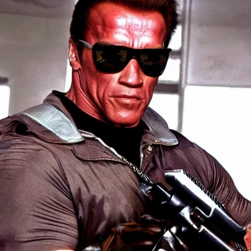 Prompt: Arnold Schwarzenegger as Duke Nukem