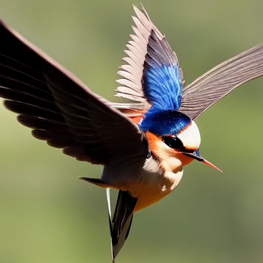 Image similar to photo of an african swallow mid flight carrying a coconut