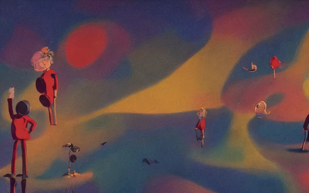 Image similar to surreal movie still from the triplets of belleville, award winning oil painting, chromatic iridescence