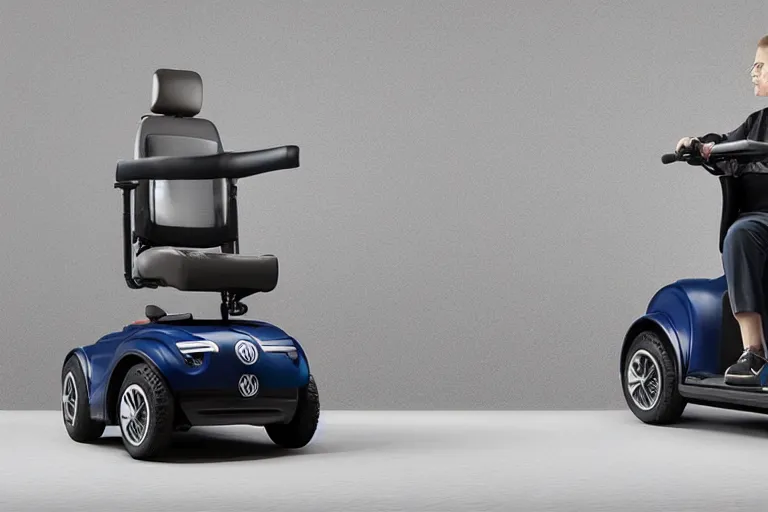 Prompt: a mobility scooter designed and produced by volkswagen