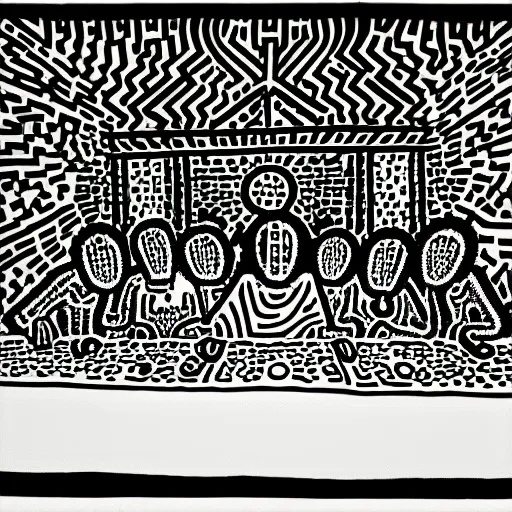 Prompt: The last supper, by Keith Haring