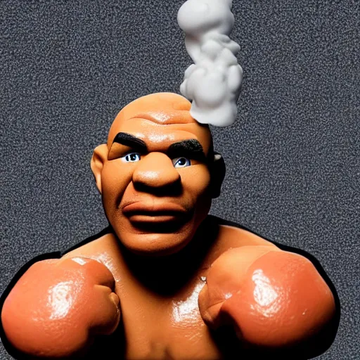 Prompt: claymation mike tyson vaping