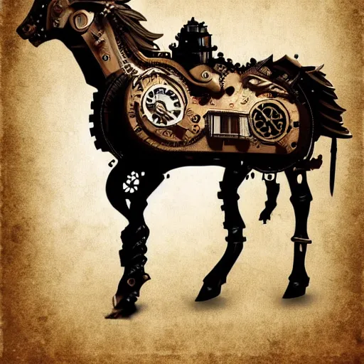 Prompt: horse, steampunk