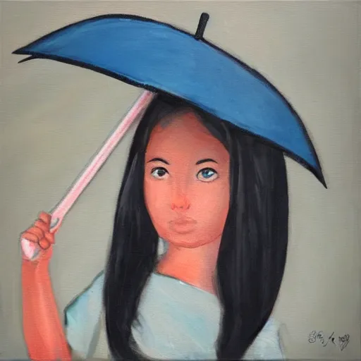 Prompt: girl with an umbrella on a rainy day, profile pic