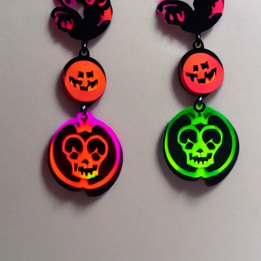 Image similar to 2d lasercut earring designs with a Halloween theme, trending on art station