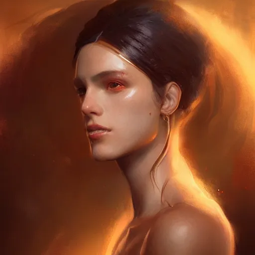 Image similar to a beautiful portrait of a goddess with iridescent skin by greg rutkowski and raymond swanland, trending on artstation