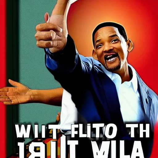 Image similar to will smith hitting obama with a flip - flop, in the style of gta cover art