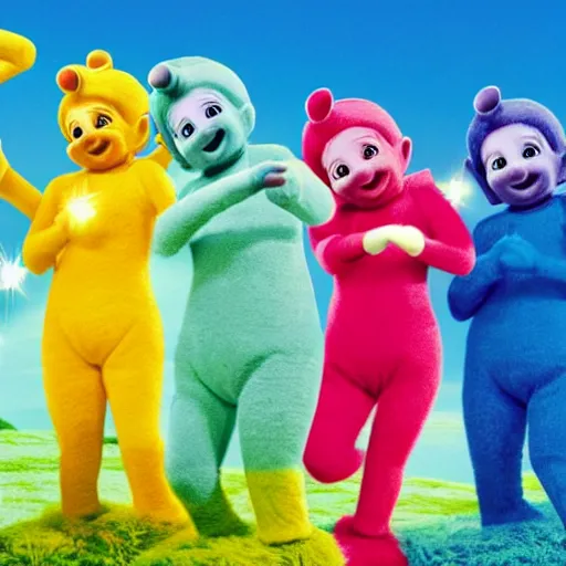 Image similar to teletubbies smurfs