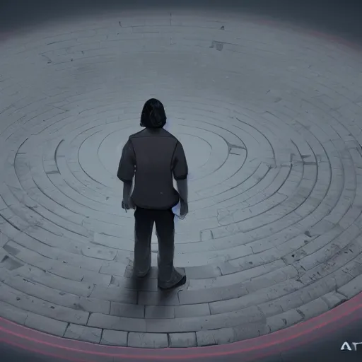 Prompt: man stands in a ban circle, artstation