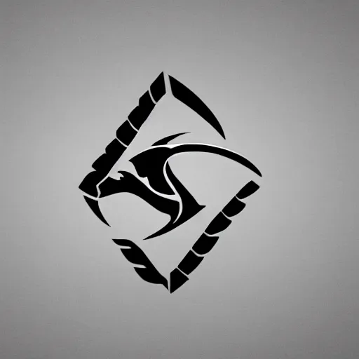 Prompt: hyper minimalist insignia logo of a utopian post apocalyptic future faction ruled by dragons, designed by dragons, dragon claws, sleek clean lines