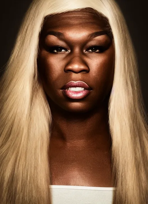 Image similar to portrait of beautiful female 5 0 cent by mario testino, headshot, detailed, award winning, sony a 7 r