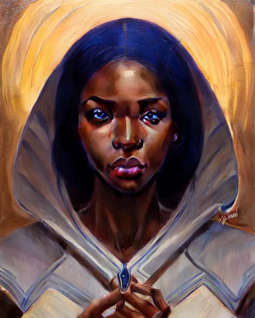 Image similar to Portrait of very very very very very very beautiful nigerian woman, spacesuit, blue eyes, real life skin, intricate, elegant, highly detailed, artstation, concept art, smooth, sharp focus, art by artgerm and greg rutkowski and alphonse mucha