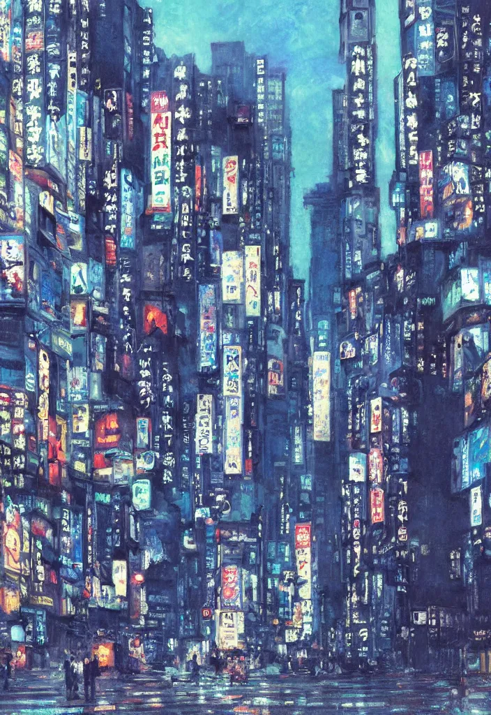 Prompt: tiny god in front of shibuya. cyberpunk. beautiful blue sky. gorgeous epic nature, lofi, vivid colors, amazing light, by jeremy lipkin, by claude monet, heavily inspired by makoto shinkai, inspired by ghibli, masterpiece, multiple brush strokes, impressionist style