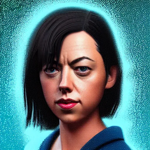 Anime girl Aubrey Plaza, astropunk, cyberpunk, futuristic, scifi