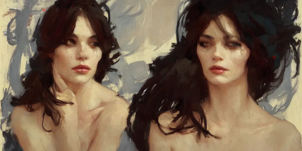 Image similar to portrait of a beautiful woman, intricate, elegant, highly detailed, greg manchess, mucha, liepke, ruan jia, jeffrey catherine jones, ridley scott