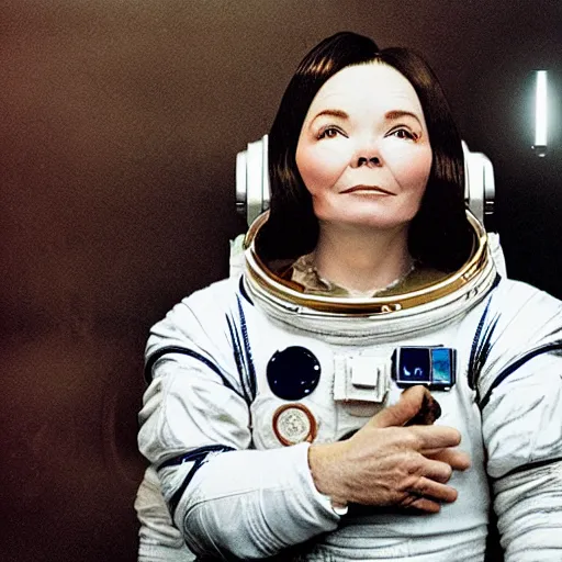 Prompt: bjork wearing astronaut helmet photorealistic, award winning photo