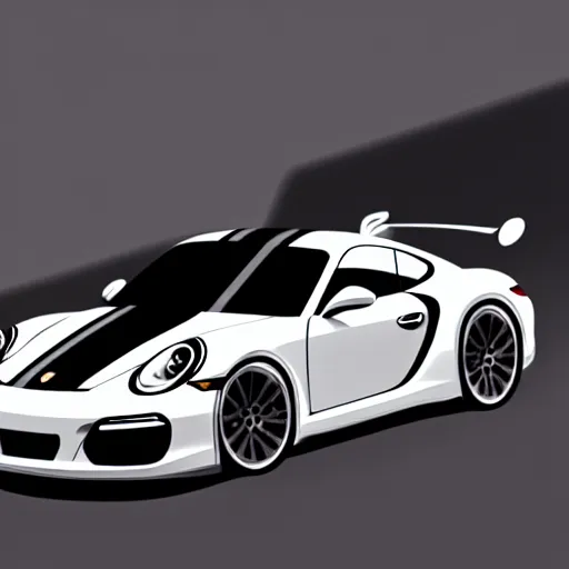 Image similar to illustrated realistic Porsche designed by Apple, backlit by rossdraws