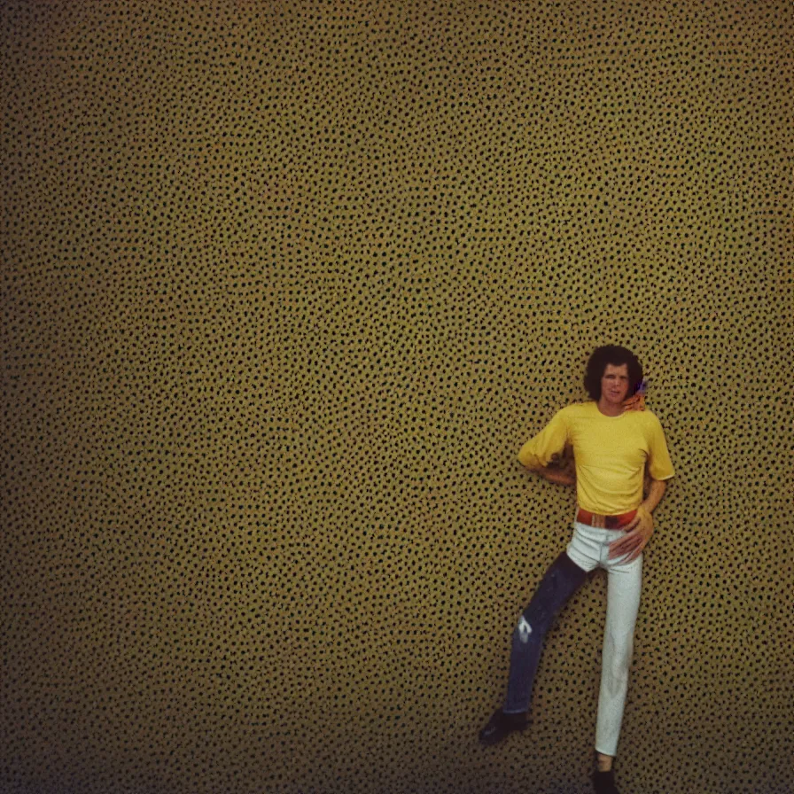 Prompt: 7 0 s movie still of a trypophobia skinny man with trypophobia in a yellow wall soviet tunnel, cinestill 8 0 0 t 3 5 mm eastmancolor, heavy grain, high quality, high detail