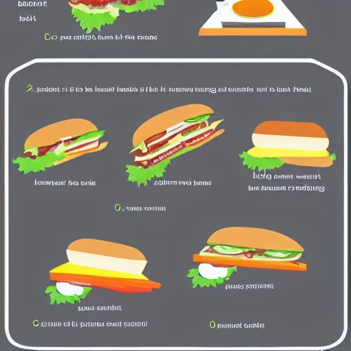 Image similar to technical manual diagram on how to build a sandwich,