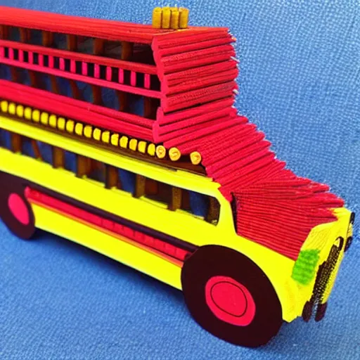 Image similar to school bus made of pencils