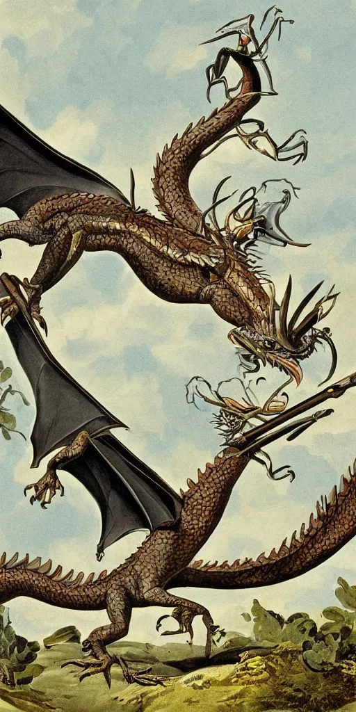 Image similar to field guide illustration painting of a dragon by john audubon and david allen sibley, detailed art