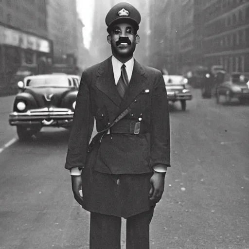 Prompt: super Mario standing in the streets of 1940s new york