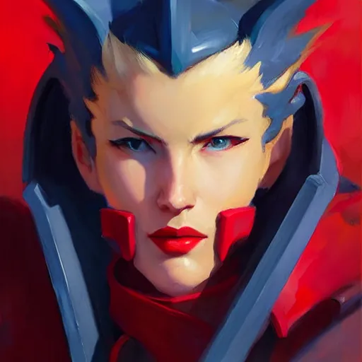 Image similar to Greg Manchess portrait painting of Red XVIII from FFVII as Overwatch character, medium shot, asymmetrical, profile picture, Organic Painting, sunny day, Matte Painting, bold shapes, hard edges, street art, trending on artstation, by Huang Guangjian and Gil Elvgren and Sachin Teng