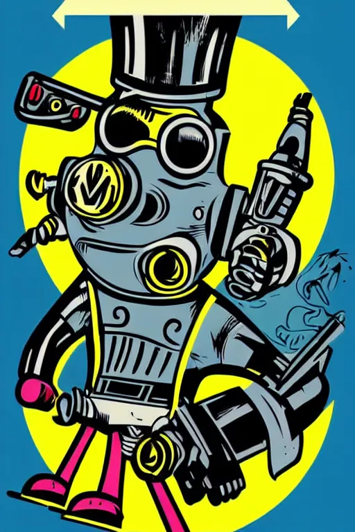 Image similar to fallout 7 6 retro futurist illustration art by butcher billy, sticker, colorful, illustration, highly detailed, simple, smooth and clean vector curves, no jagged lines, vector art, smooth andy warhol style